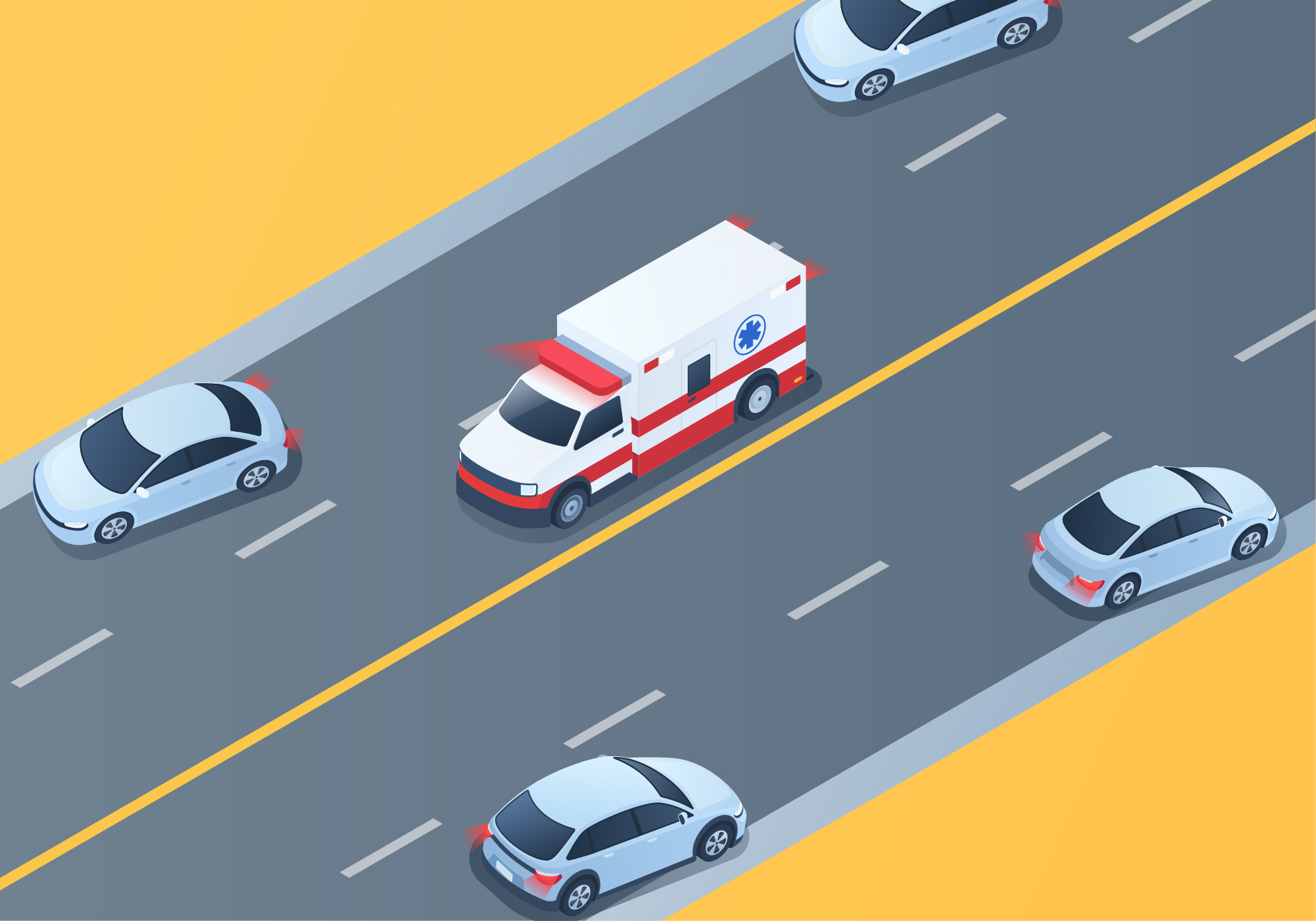 Driving Test Canada - Car Dealing with particular situations - What should you do when you see an emergency vehicle approaching with flashing blue or red lights?